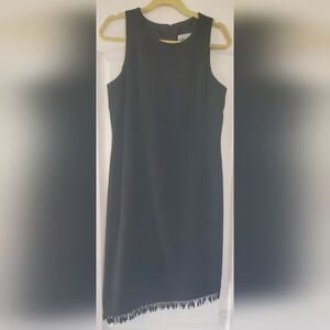 Studio I Black Sleeveless Midi Dress with Fringe Hem